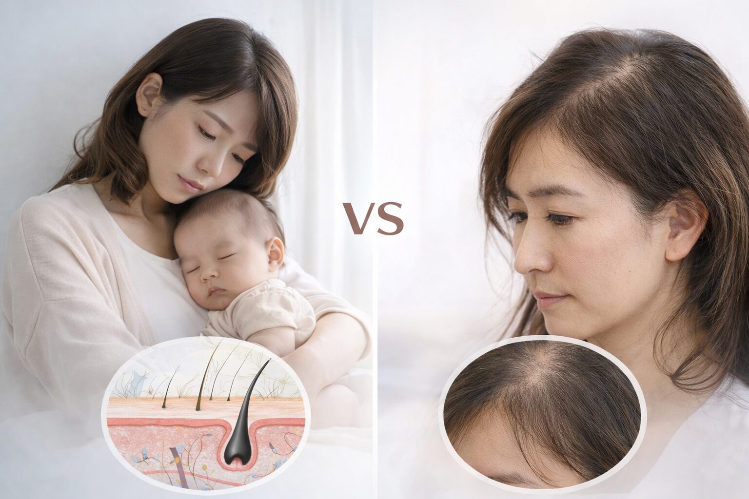 産後脱毛 女性の薄毛 before after
